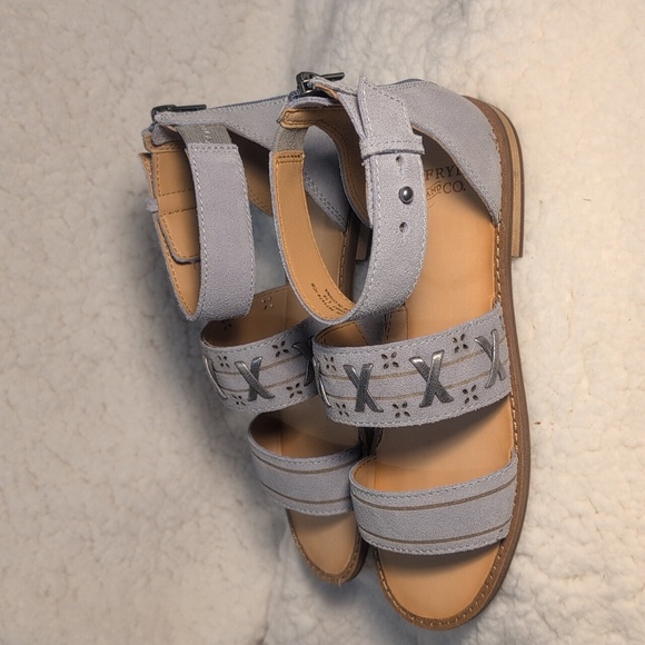 Frye Leather Evie Whipstich ankle strap two band sandals - Picture 5 of 11